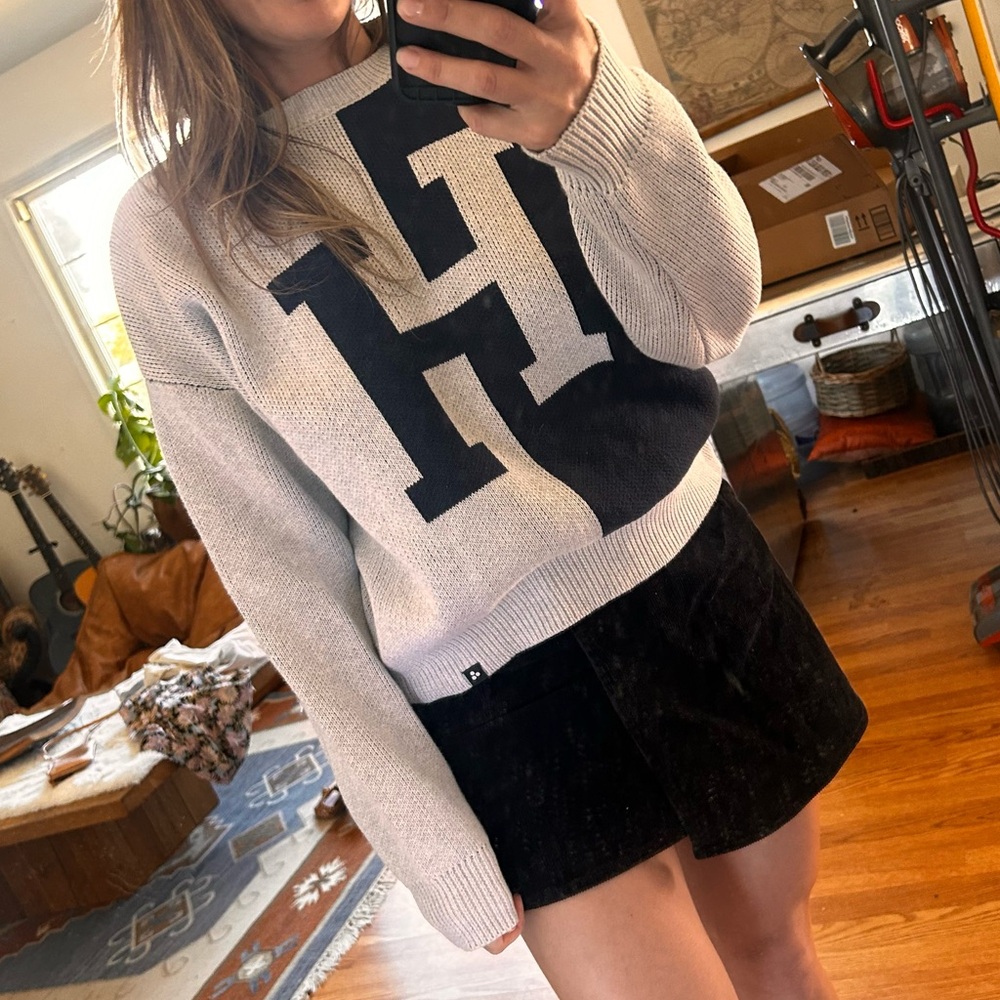 HUFFER RARE H-Lock Rush Crew - Navy/Silvermarle cotton sweater top varsity